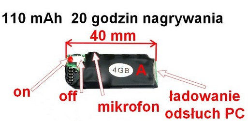 Mini Dyktafon 4 GB