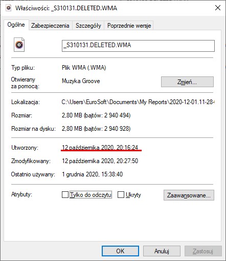 data utworzenia