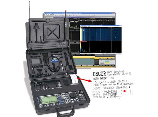 Korelator akustyczny Oscor 5000 E stosowany jest w trybie automatycznego skanowania do wykrywania podsłuchu. Korelator akustyczny Oscor 5000 E do wykrywania podsłuchu