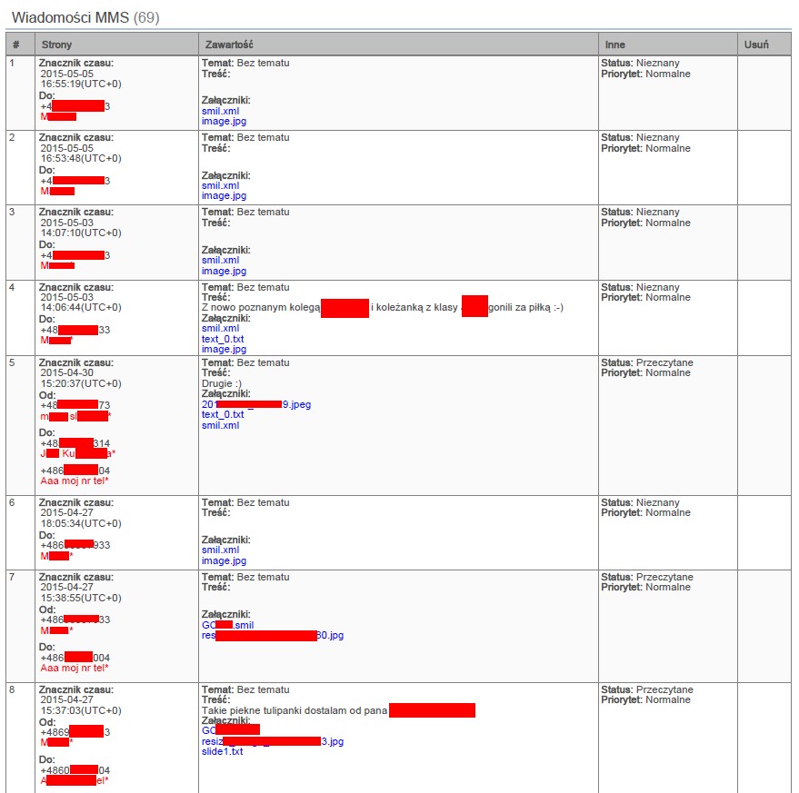 odczyt skasowanych sms