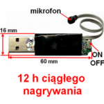 Dyktafon KS-12m w obudowie pendrive'a 60 × 16 mm, z mikrofonem na przewodzie