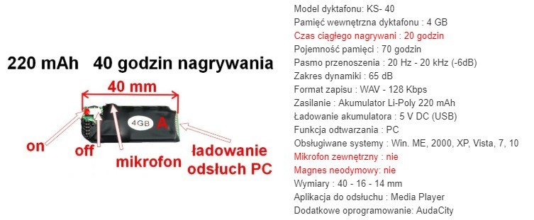 Dyktafon KS40